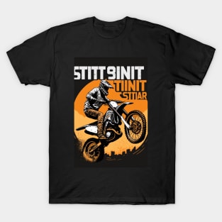 Dirt bike wheelie - orange background T-Shirt